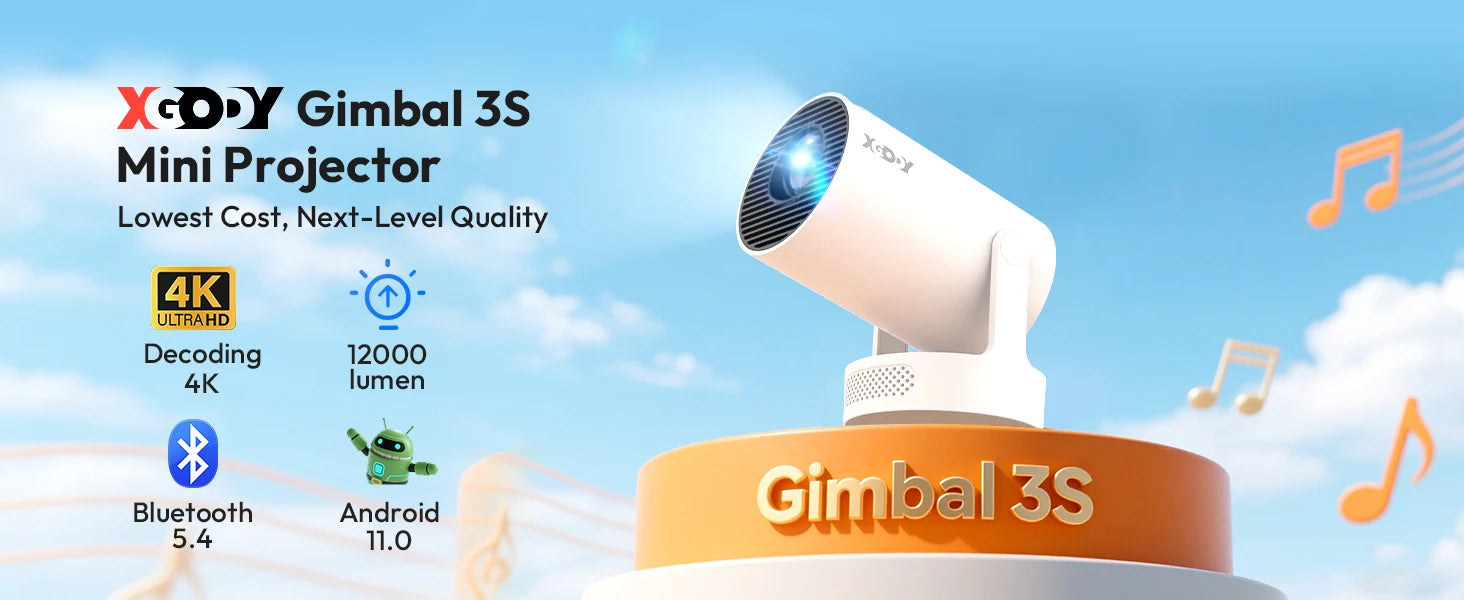 Vidéoprojecteur XGODY Short-Focus 250 ANSI HD — 150 Pouces, Android & Correction Auto | Novatek Studio