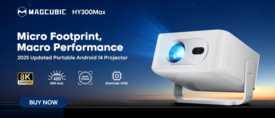 Vidéoprojecteur Magcubic HY300 Pro 290 ANSI — Android 14, WiFi 6, BT5.4 & 200 Pouces | Novatek Studio