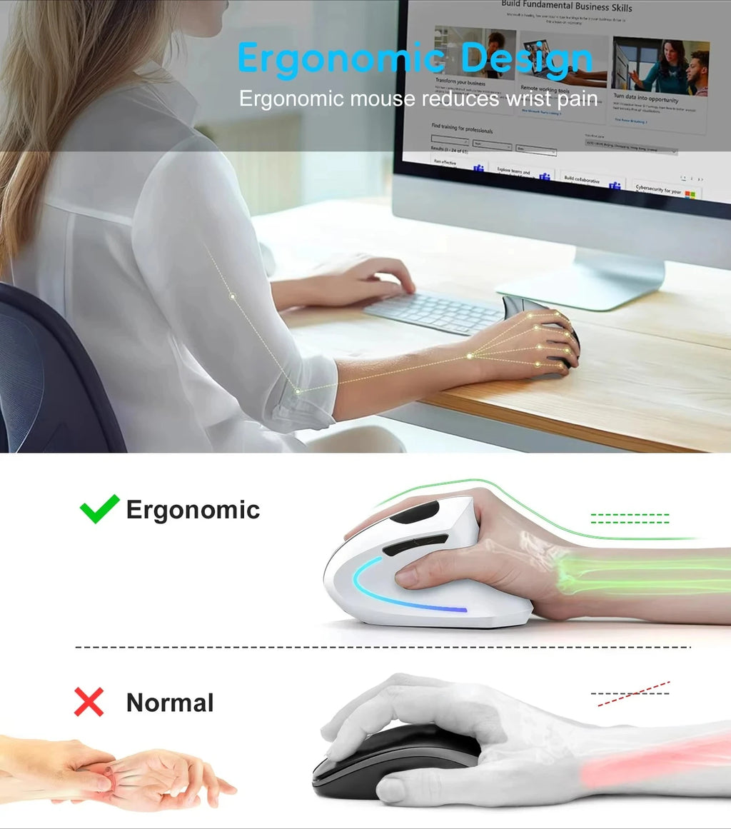 Souris Ergonomique Verticale Sans Fil — Rechargeable USB-C, 3 DPI & Silencieuse | Novatek Studio