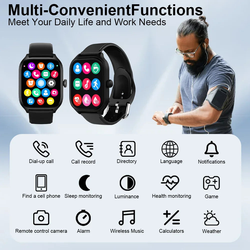 Smartwatch 2.01" — Appels, Santé, Sport & Notifications | Novatek Studio