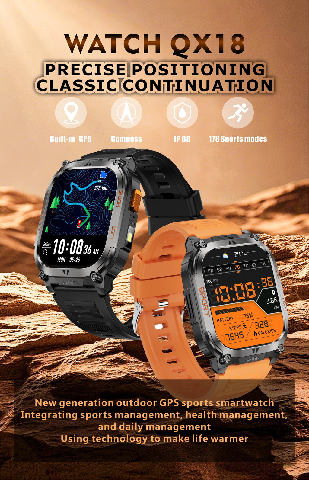 Smartwatch Militaire GPS 2.01" AMOLED — Boussole, Altimètre, Appels & 9 Jours | Novatek Studio