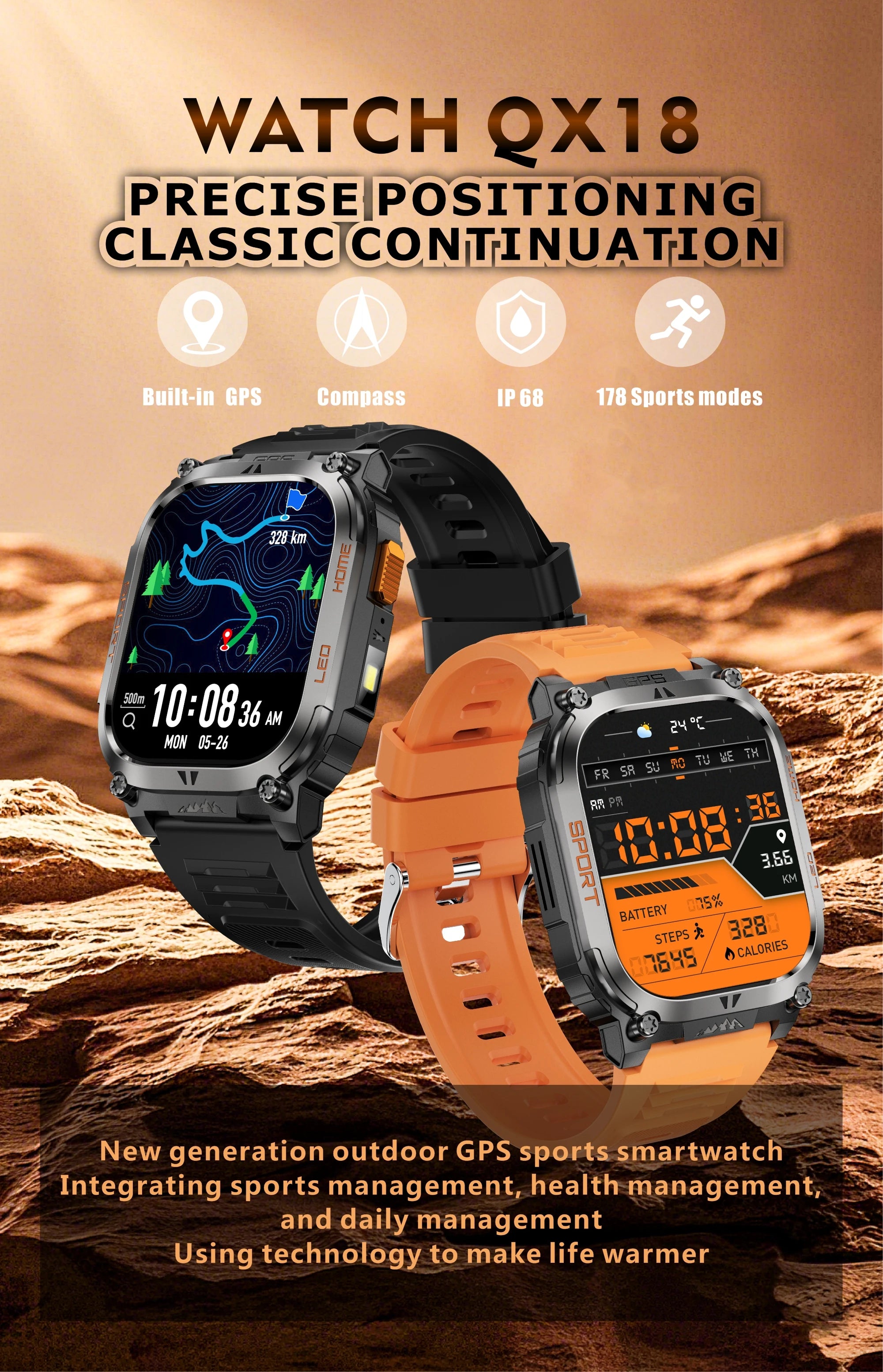 Smartwatch Militaire GPS 2.01" AMOLED — Boussole, Altimètre, Appels & 9 Jours | Novatek Studio