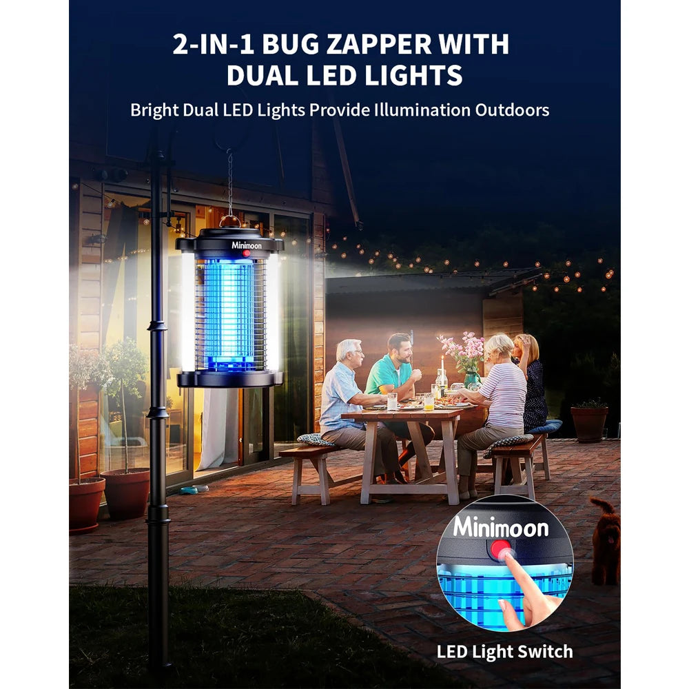 Lampe Anti-Moustiques Minimoon 4200V — 15W, Double UV LED, IPX4 & Usage Extérieur | Novatek Studio