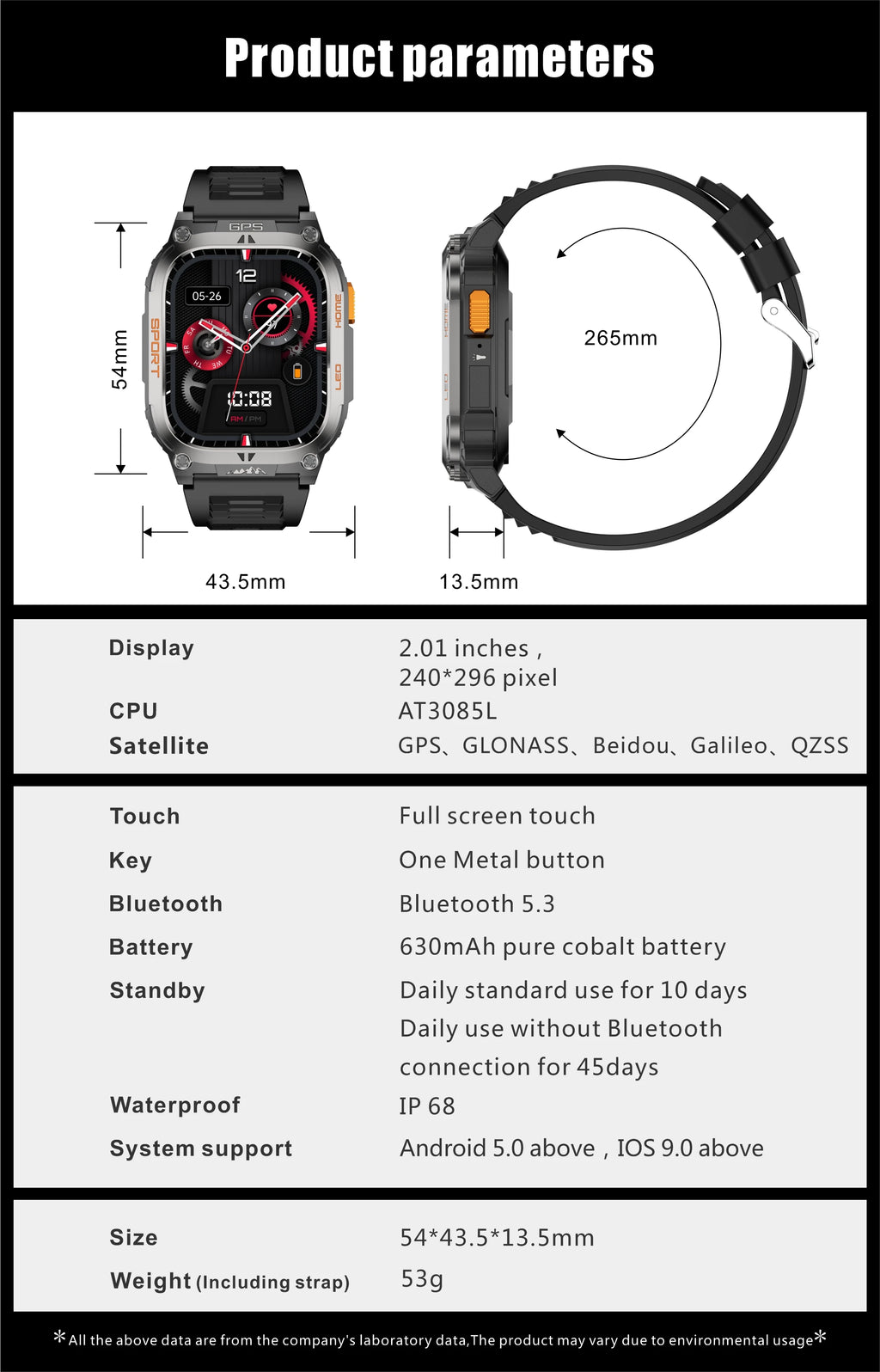 Smartwatch Militaire GPS 2.01" AMOLED — Boussole, Altimètre, Appels & 9 Jours | Novatek Studio