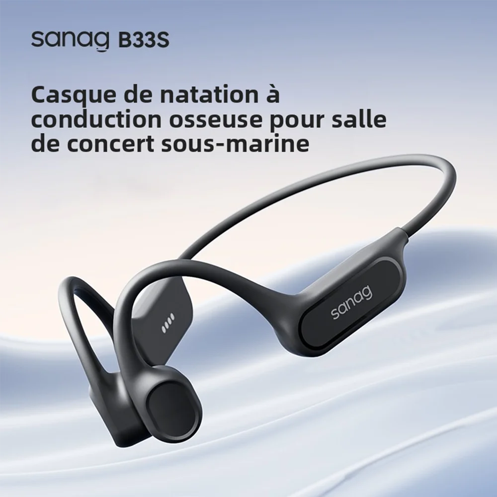 Écouteurs à Conduction Osseuse Sanag B33S — IPX8 Natation, 32Go & Bluetooth 5.3 | Novatek Studio