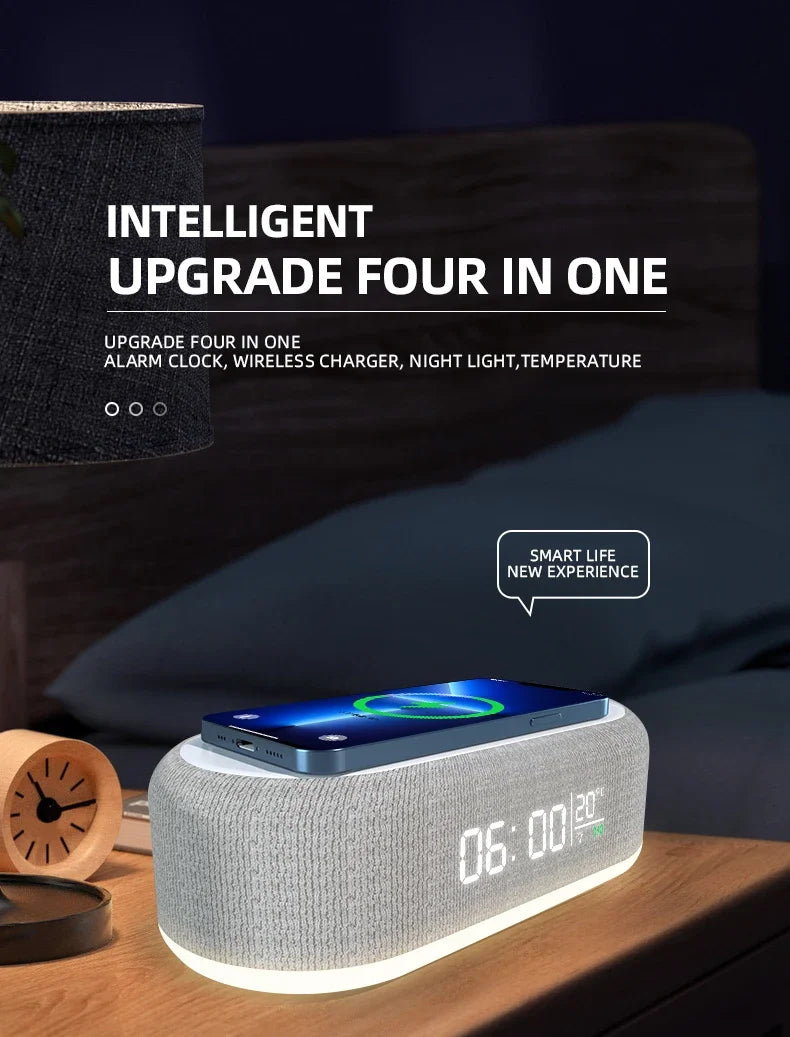 Chargeur Sans Fil 4 en 1 — 15W, Horloge, Lampe Nuit & Thermomètre | Novatek Studio