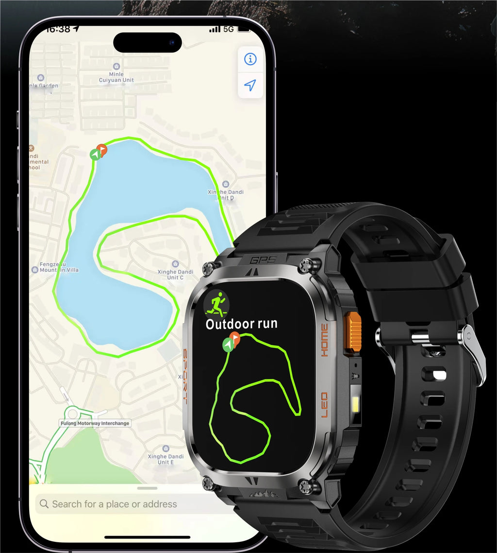 Smartwatch Militaire GPS 2.01" AMOLED — Boussole, Altimètre, Appels & 9 Jours | Novatek Studio
