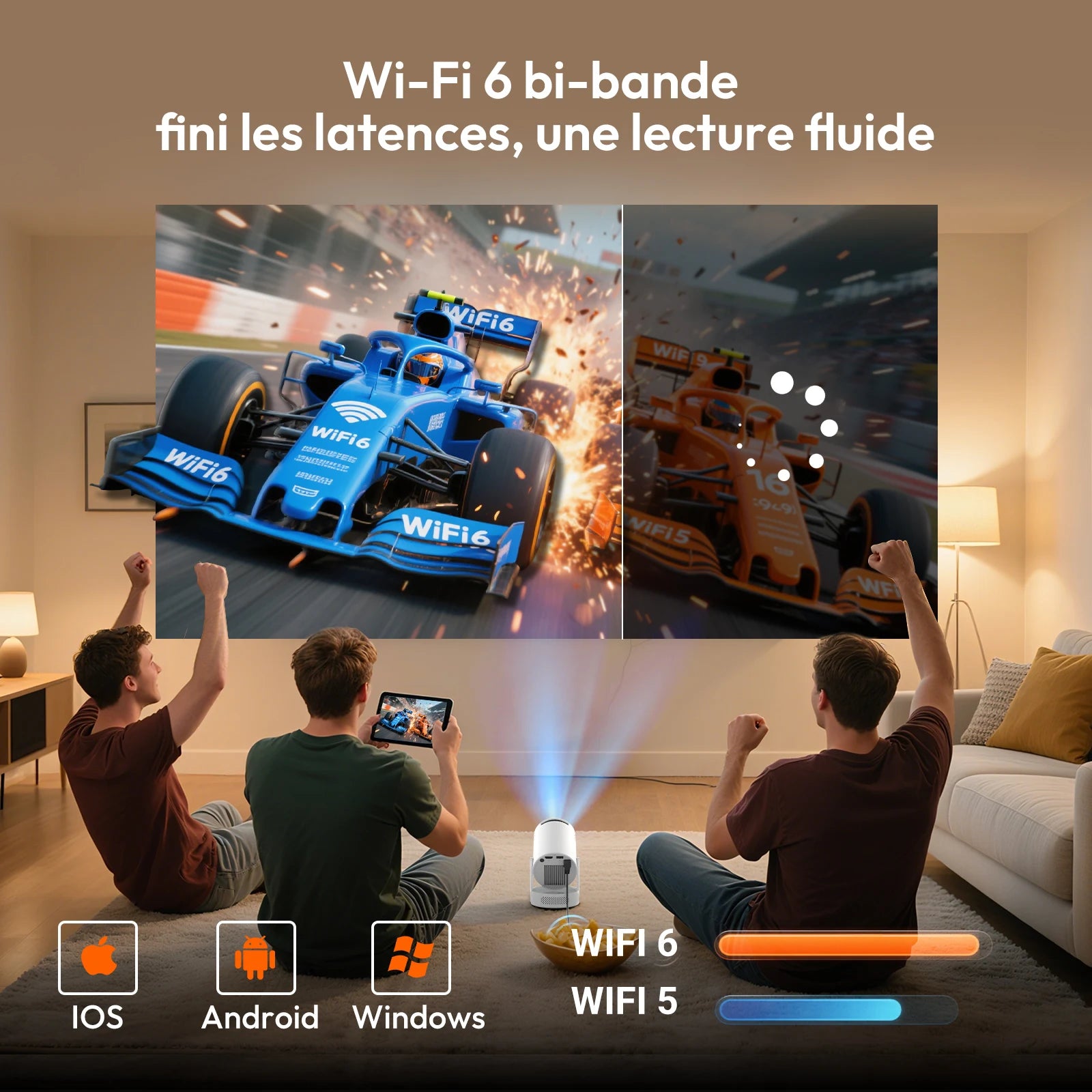 Vidéoprojecteur XGODY Short-Focus 250 ANSI HD — 150 Pouces, Android & Correction Auto | Novatek Studio