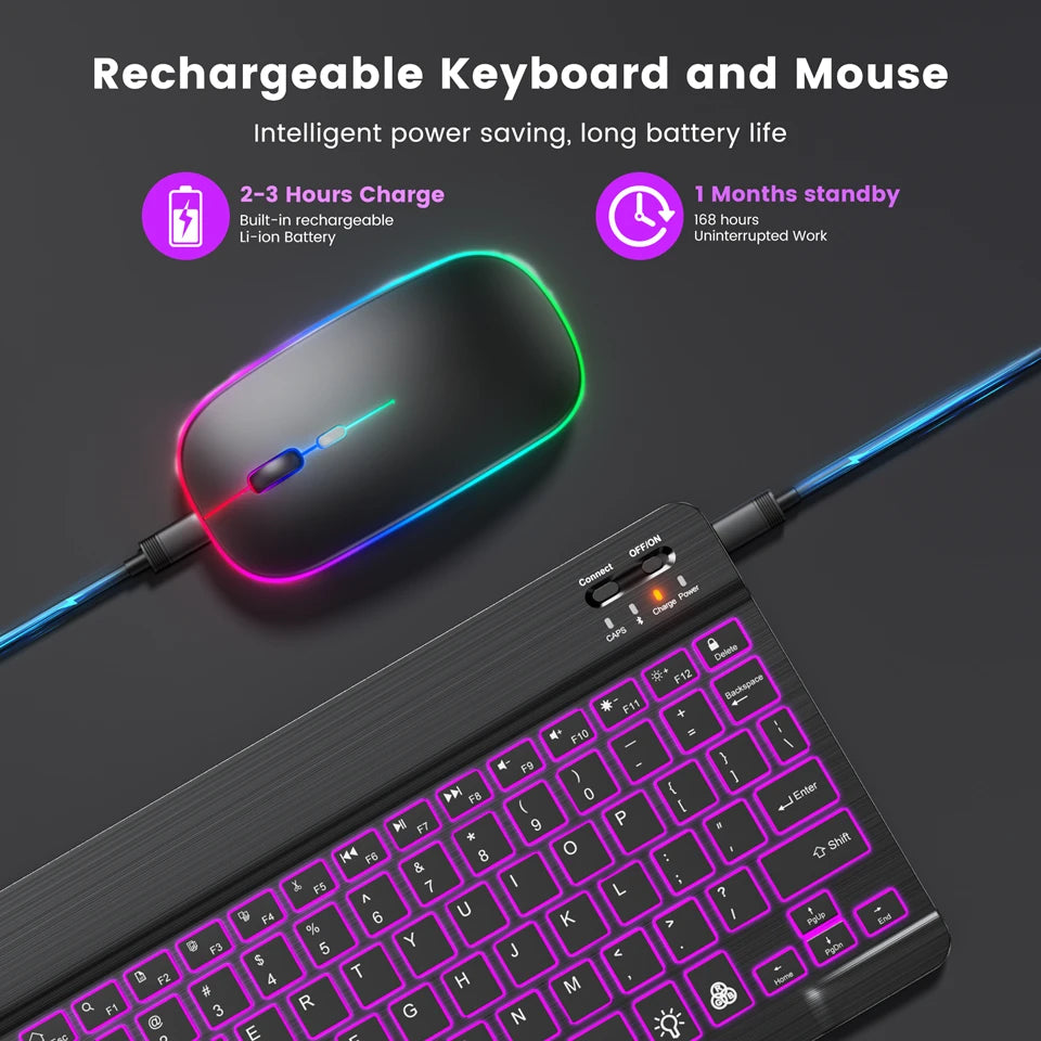 Clavier Bluetooth Mini RGB 10" — Rétroéclairé, Rechargeable & Compatible Tablette/PC | Novatek Studio