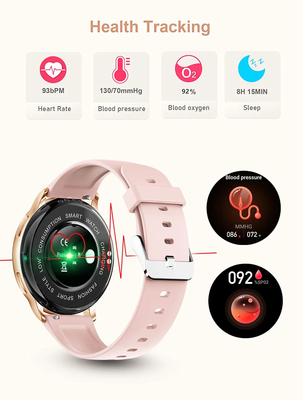 Smartwatch MEVADEN — Appels BT, Santé, 5 Jours & Cadrans Personnalisables | Novatek Studio