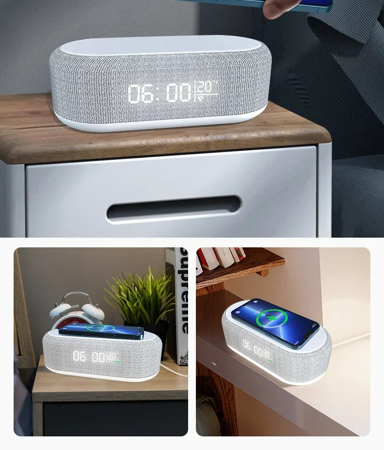 Chargeur Sans Fil 4 en 1 — 15W, Horloge, Lampe Nuit & Thermomètre | Novatek Studio
