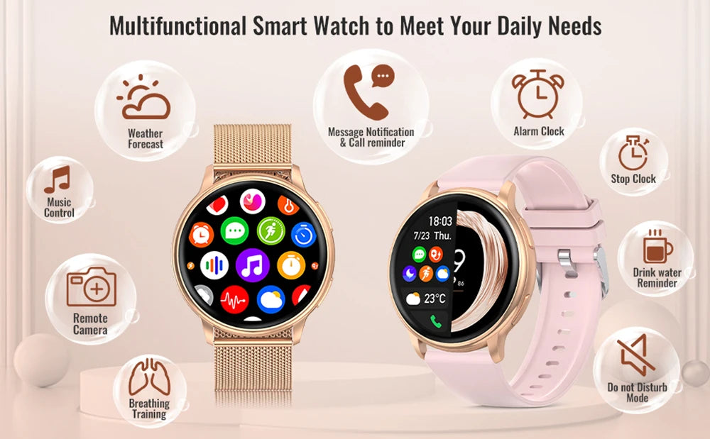 Smartwatch MEVADEN — Appels BT, Santé, 5 Jours & Cadrans Personnalisables | Novatek Studio