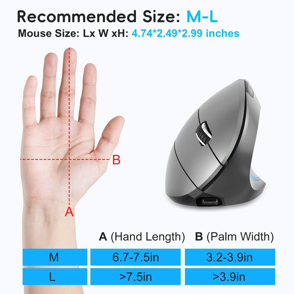 Souris Ergonomique Verticale Sans Fil — Rechargeable USB-C, 3 DPI & Silencieuse | Novatek Studio