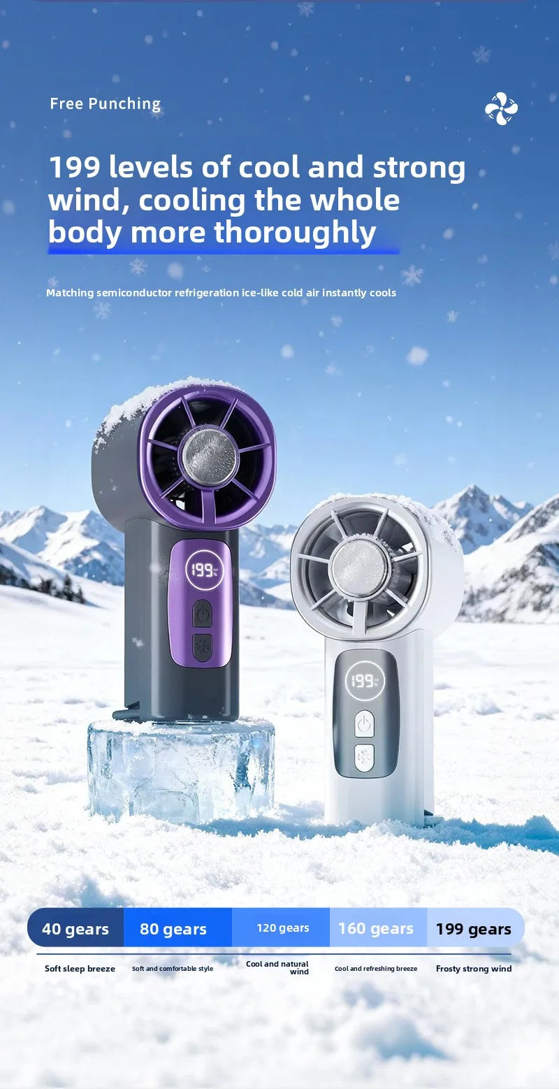 Mini Ventilateur Portable Rechargeable USB — 199 Vitesses & Refroidissement Semiconducteur | Novatek Studio