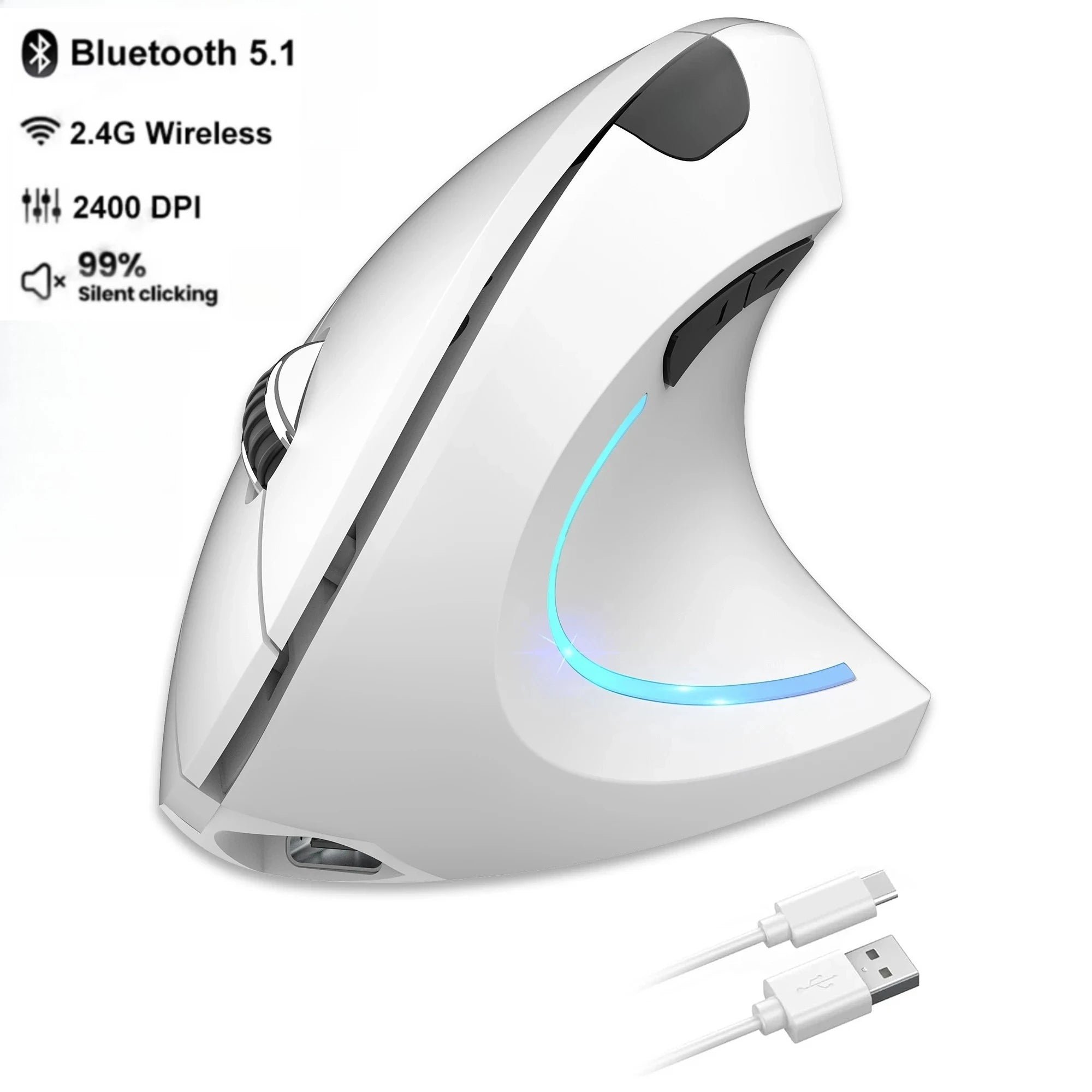 Souris Ergonomique Verticale Sans Fil — Rechargeable USB-C, 3 DPI & Silencieuse | Novatek Studio