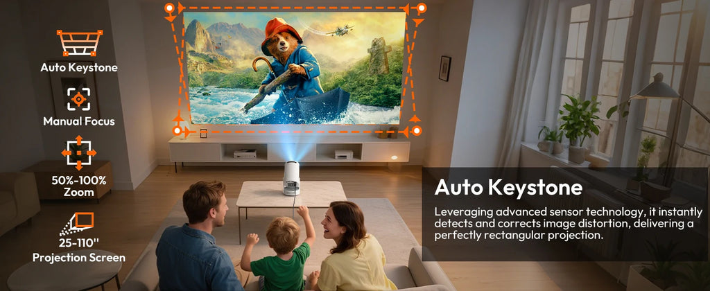 Vidéoprojecteur XGODY Short-Focus 250 ANSI HD — 150 Pouces, Android & Correction Auto | Novatek Studio