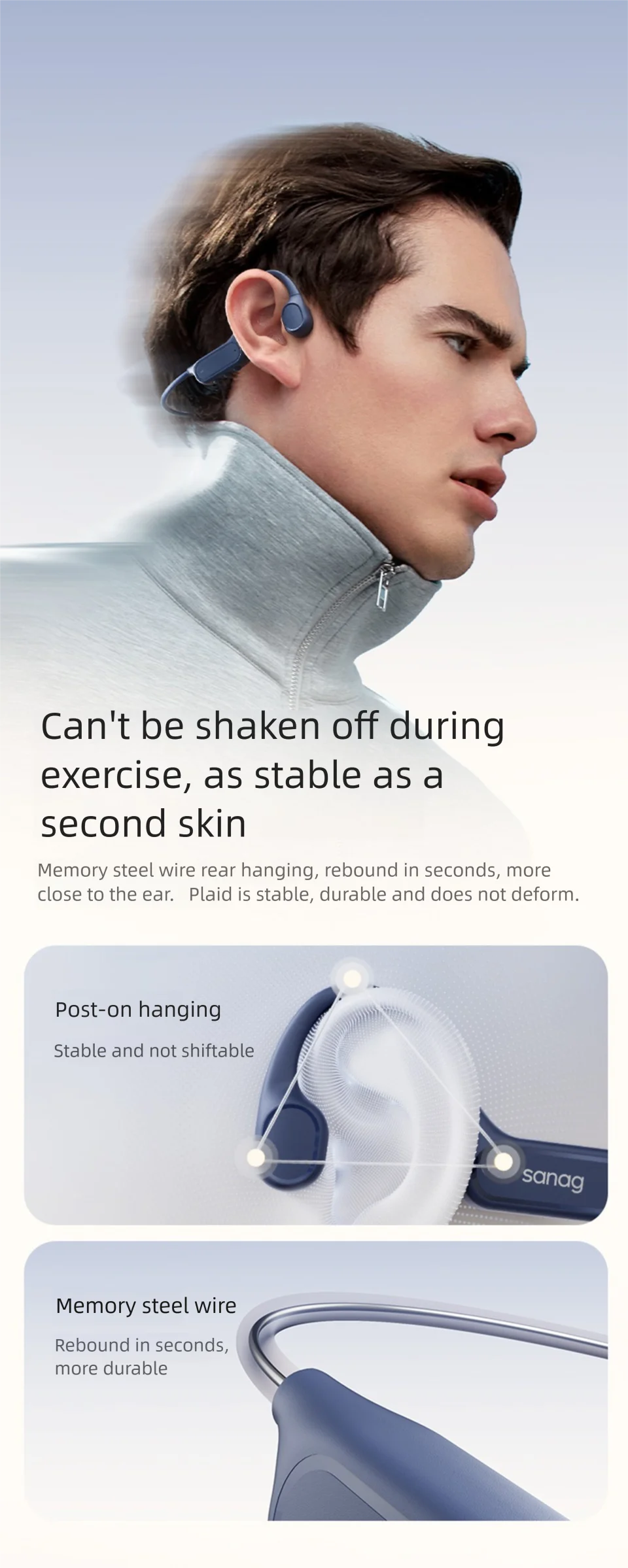Écouteurs à Conduction Osseuse Sanag B33S — IPX8 Natation, 32Go & Bluetooth 5.3 | Novatek Studio