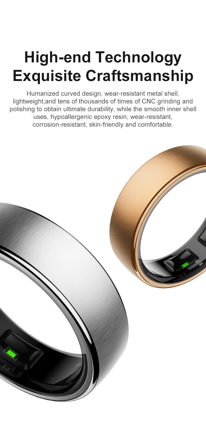 Bague Connectée Uhoofit R10 — Santé, Sommeil, IP68 5ATM & Multi-Sport | Novatek Studio