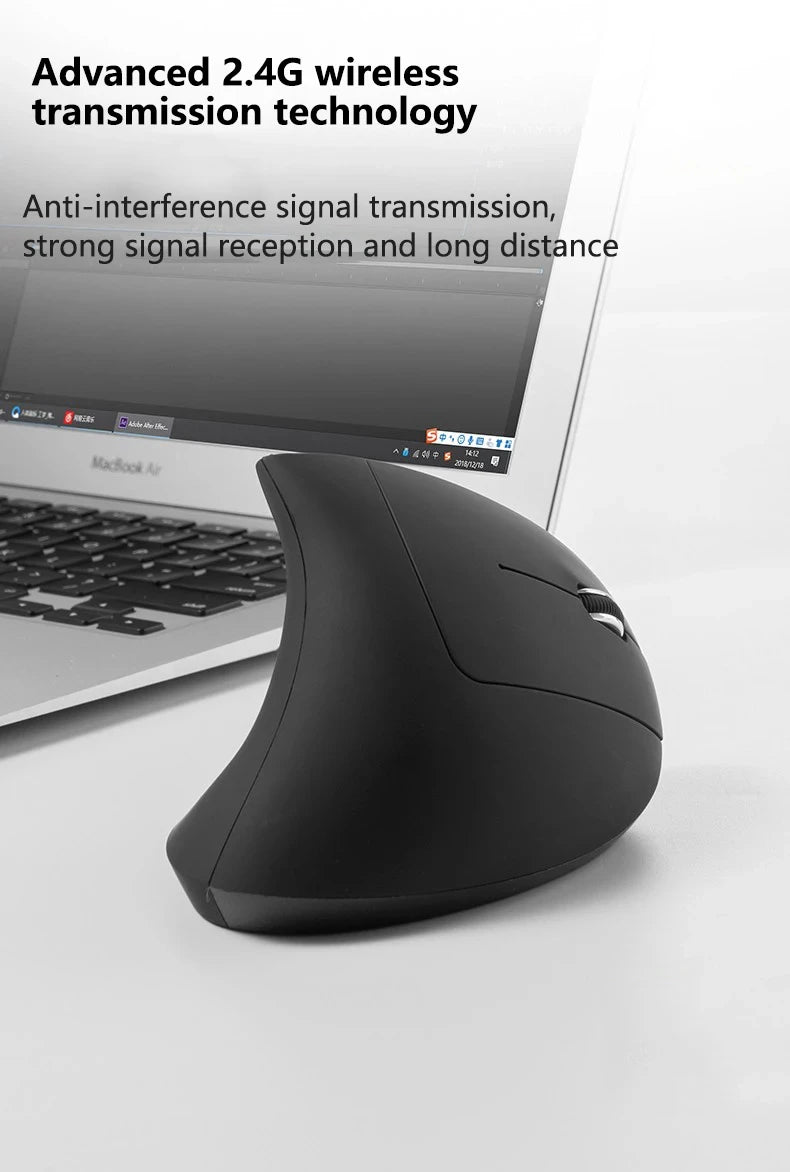 Souris Ergonomique Verticale Sans Fil — Rechargeable USB-C, 3 DPI & Silencieuse | Novatek Studio