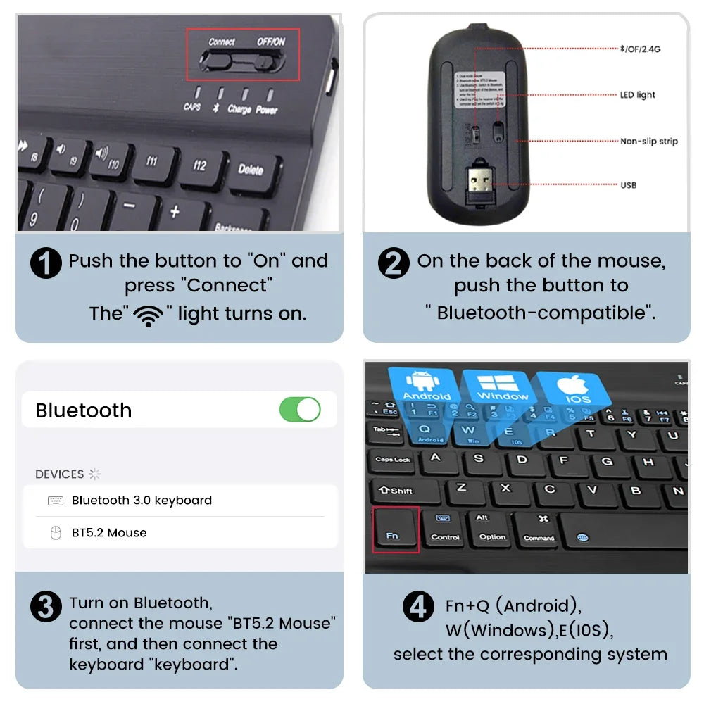 Clavier Bluetooth Mini 10" AZERTY — Rechargeable, Compatible Android/iOS/Windows | Novatek Studio