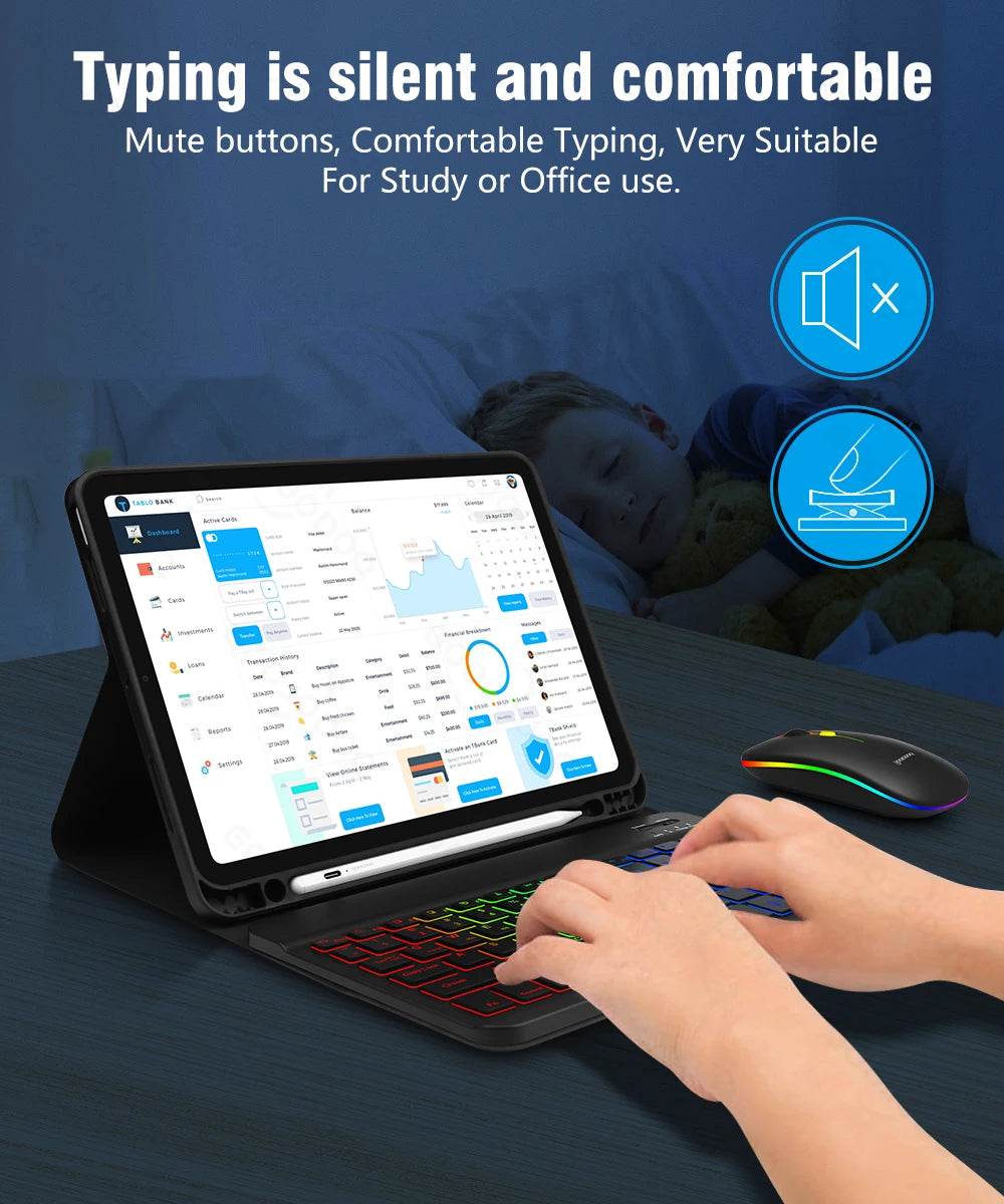 Clavier Bluetooth Mini RGB 10" — Rétroéclairé, Rechargeable & Compatible Tablette/PC | Novatek Studio