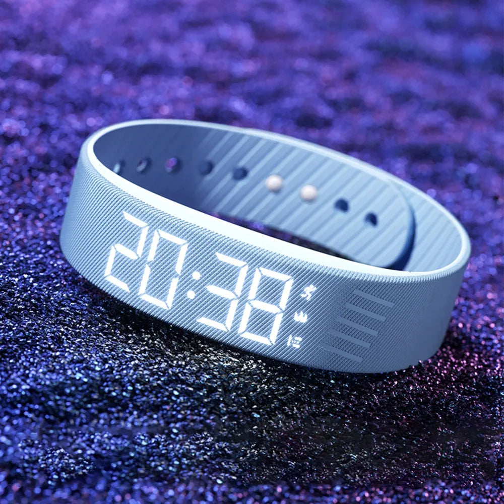 Bracelet Réveil Vibrant LED — Alarme Silencieuse, Podomètre & Waterproof | Novatek Studio