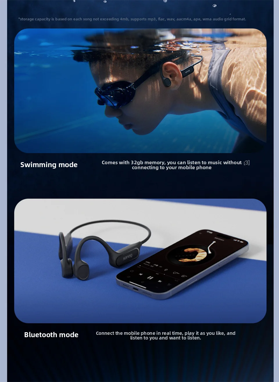 Écouteurs à Conduction Osseuse Sanag B33S — IPX8 Natation, 32Go & Bluetooth 5.3 | Novatek Studio