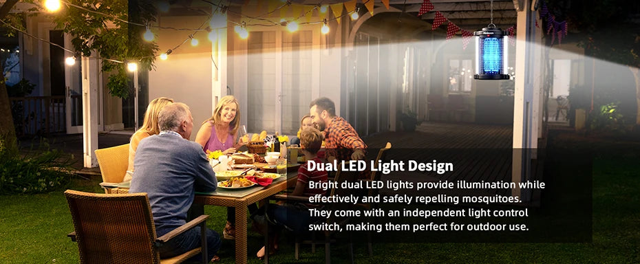 Lampe Anti-Moustiques Minimoon 4200V — 15W, Double UV LED, IPX4 & Usage Extérieur | Novatek Studio