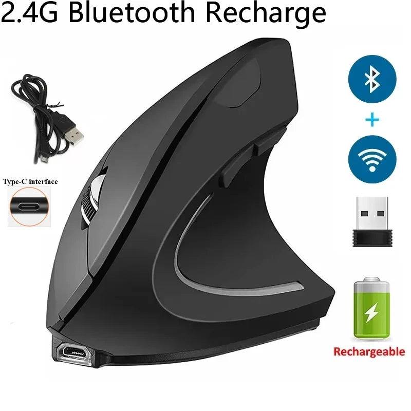 Souris Ergonomique Verticale Sans Fil — Rechargeable USB-C, 3 DPI & Silencieuse | Novatek Studio