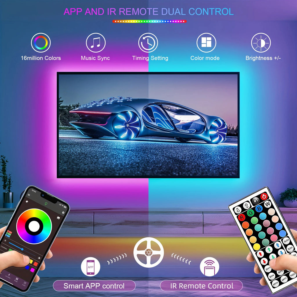 Ruban LED RGB Connecté — Contrôle APP, 16 LED/m, 5m à 30m pour Chambre & Salon | Novatek Studio