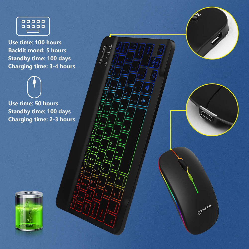 Clavier Bluetooth Mini RGB 10" — Rétroéclairé, Rechargeable & Compatible Tablette/PC | Novatek Studio