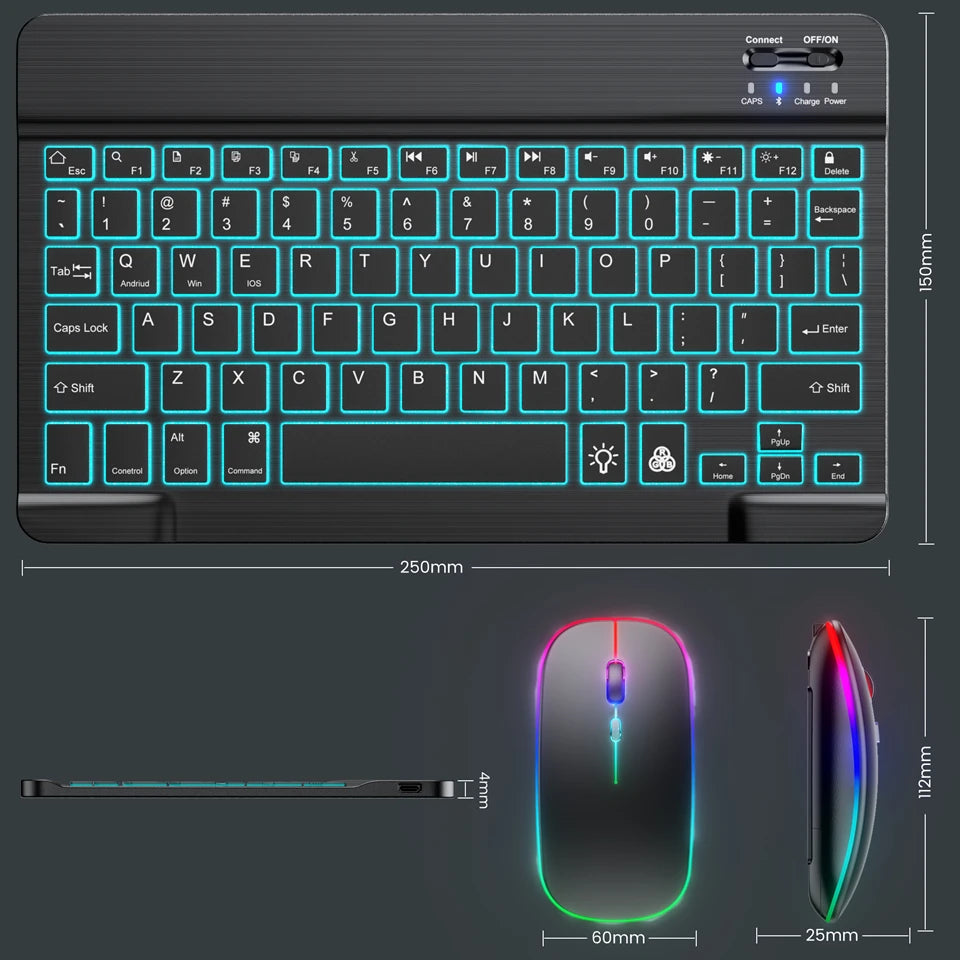 Clavier Bluetooth Mini RGB 10" — Rétroéclairé, Rechargeable & Compatible Tablette/PC | Novatek Studio