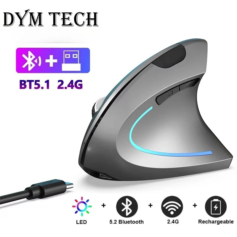 Souris Ergonomique Verticale Sans Fil — Rechargeable USB-C, 3 DPI & Silencieuse | Novatek Studio