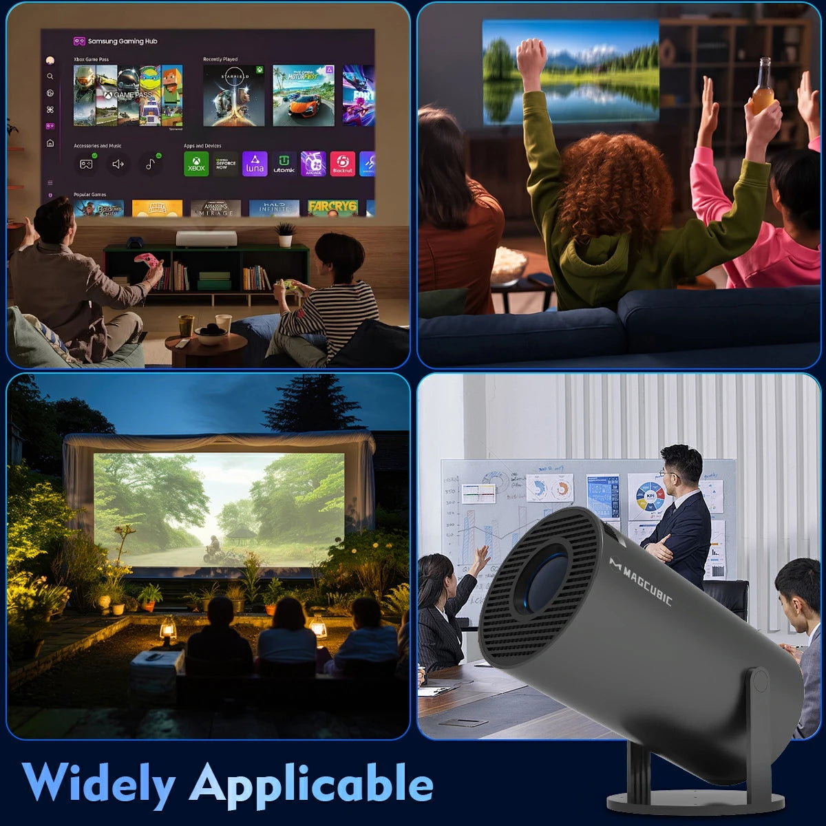 Vidéoprojecteur Magcubic HY300 Pro 290 ANSI — Android 14, WiFi 6, BT5.4 & 200 Pouces | Novatek Studio