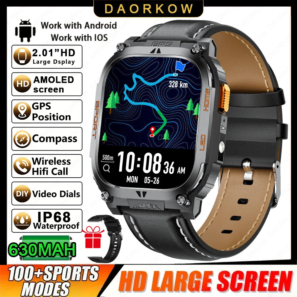 Smartwatch Militaire GPS 2.01" AMOLED — Boussole, Altimètre, Appels & 9 Jours | Novatek Studio