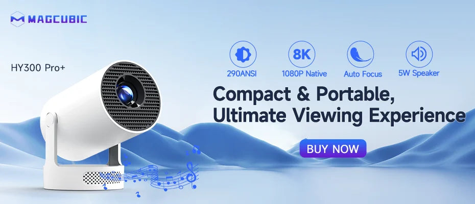 Vidéoprojecteur Magcubic HY300 Pro 290 ANSI — Android 14, WiFi 6, BT5.4 & 200 Pouces | Novatek Studio