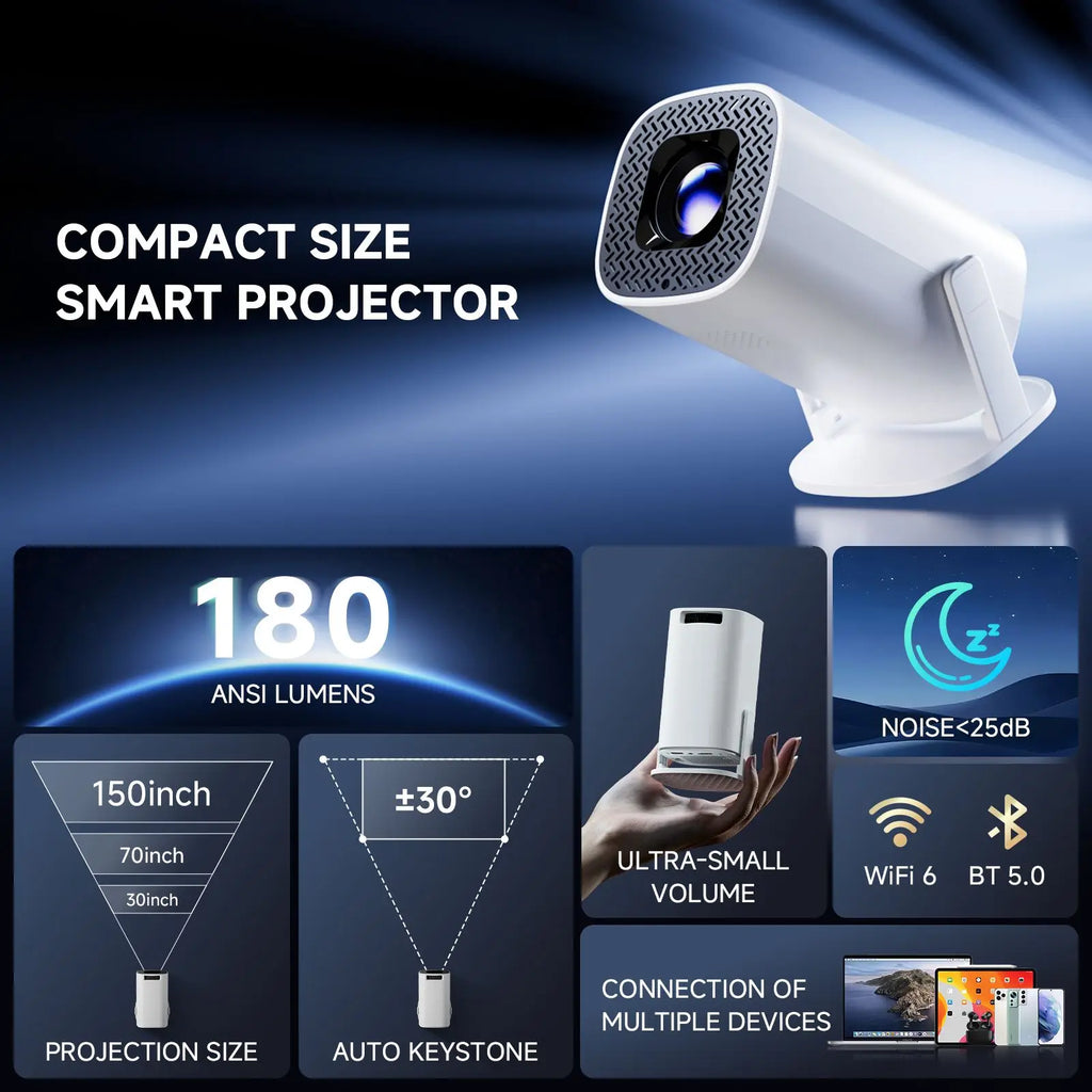 Vidéoprojecteur Portable Topsion HD 720p — 180 ANSI, Android, Bluetooth & 120 Pouces | Novatek Studio