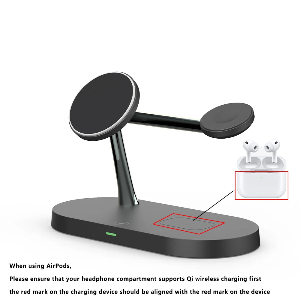 Station de Charge Sans Fil 3 en 1 — iPhone, Apple Watch & AirPods 15W Rapide | Novatek Studio
