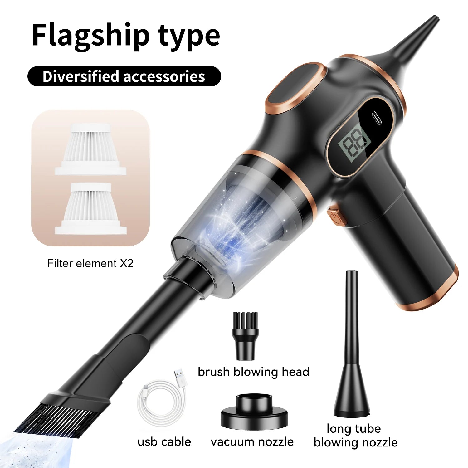 Aspirateur Sans Fil Portable 95000PA — Voiture, Canapé & Bureau | Novatek Studio
