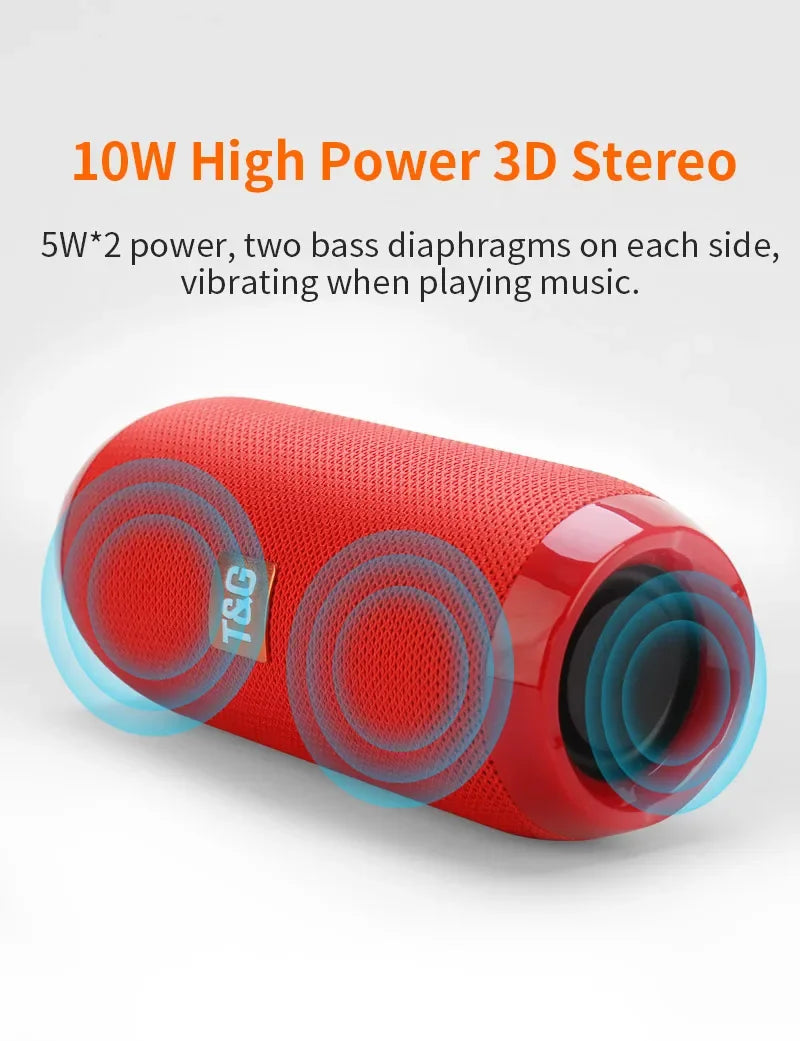 Enceinte Bluetooth Portable T&G — 10W Waterproof IPX5, FM Radio & 10H Autonomie | Novatek Studio