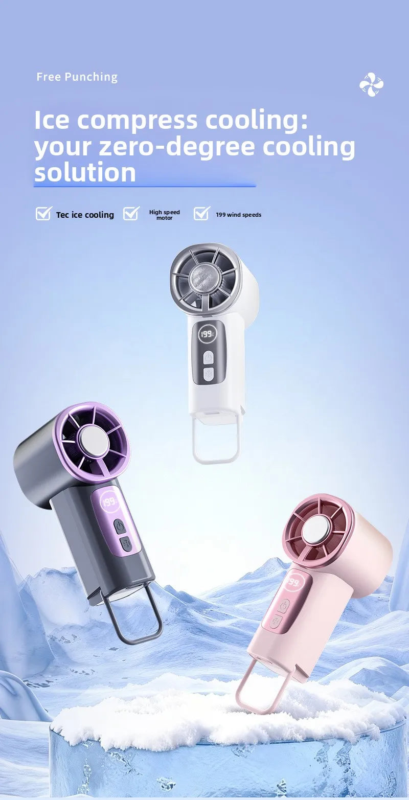 Mini Ventilateur Portable Rechargeable USB — 199 Vitesses & Refroidissement Semiconducteur | Novatek Studio