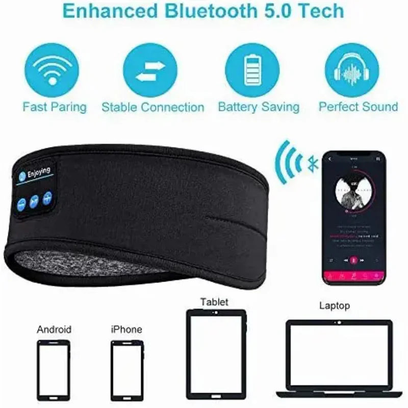 Bandeau Sommeil Bluetooth 5.0 — Écouteurs Intégrés, Masque Yeux & Sport | Novatek Studio