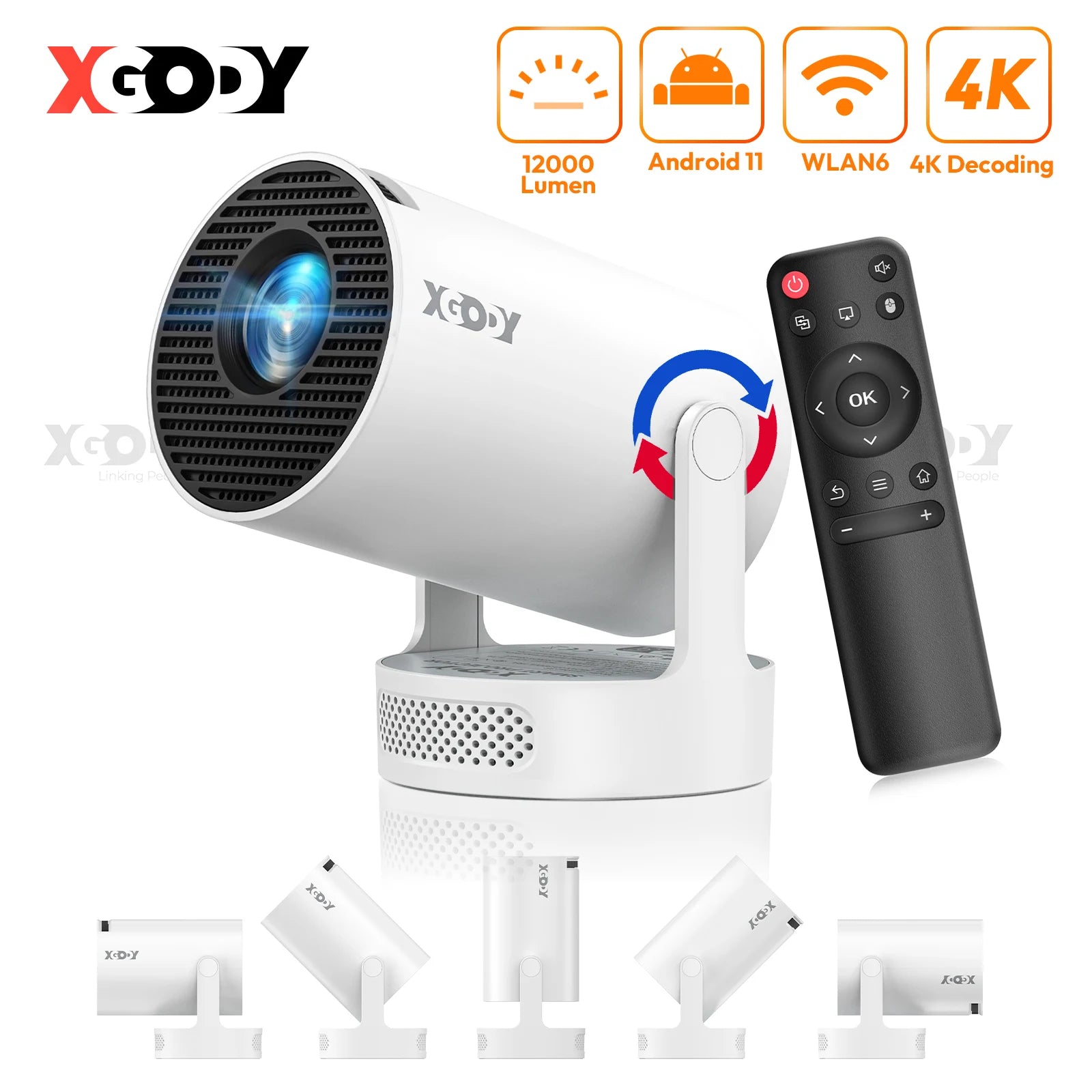 Vidéoprojecteur XGODY Short-Focus 250 ANSI HD — 150 Pouces, Android & Correction Auto | Novatek Studio