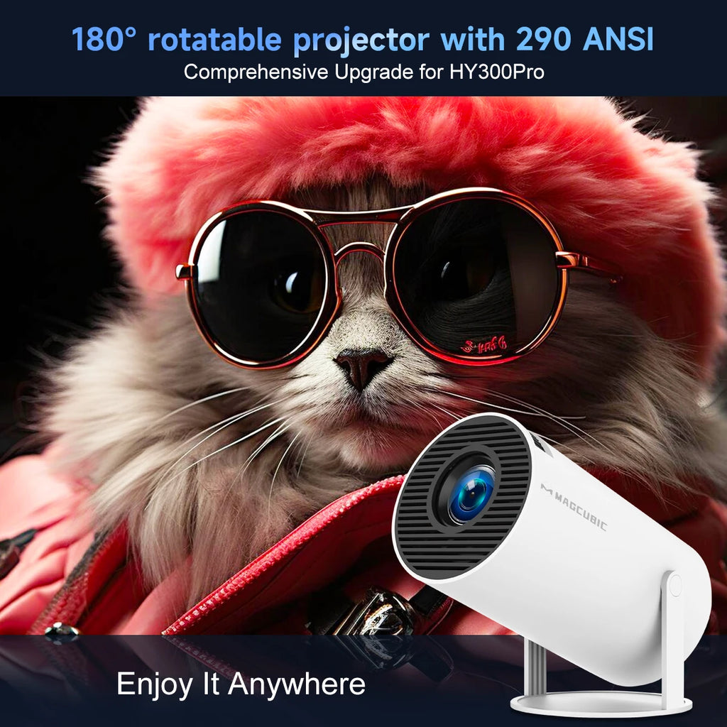 Vidéoprojecteur Magcubic HY300 Pro 290 ANSI — Android 14, WiFi 6, BT5.4 & 200 Pouces | Novatek Studio