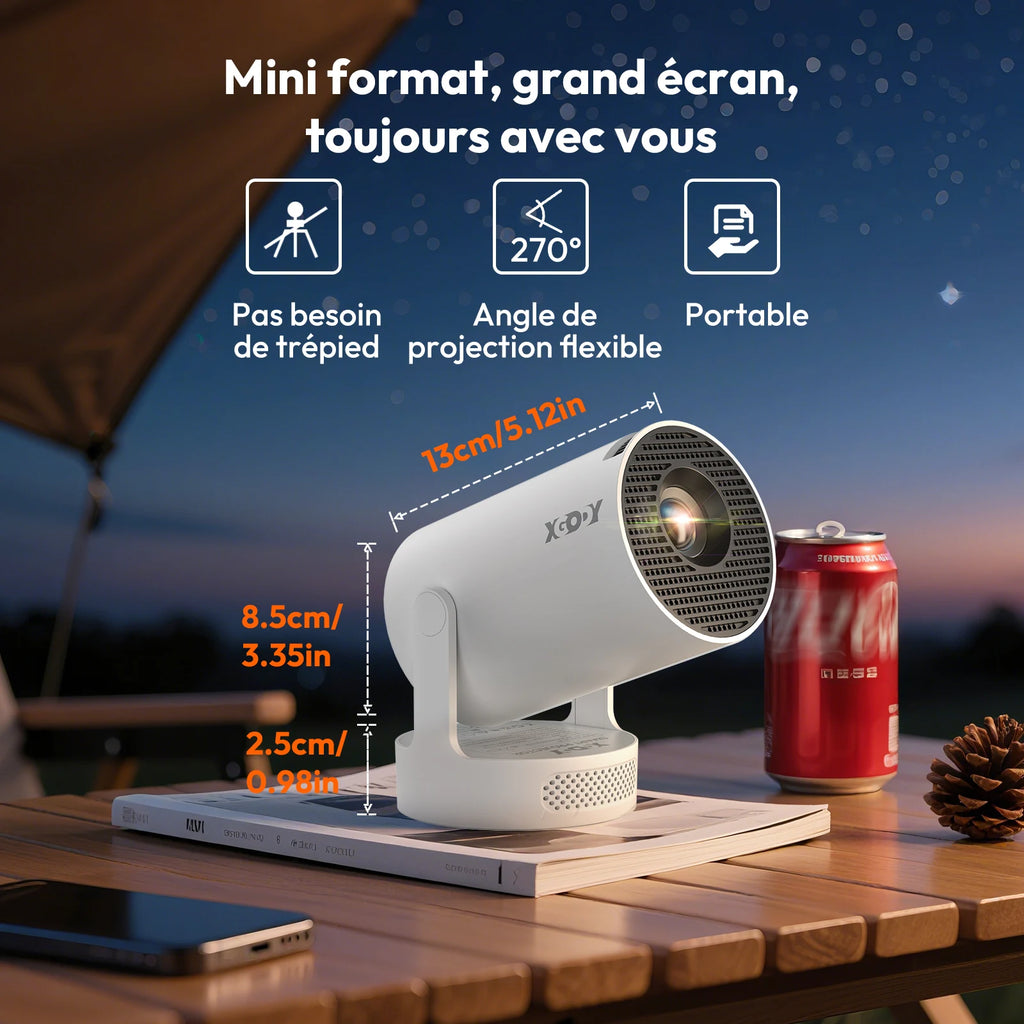 Vidéoprojecteur XGODY Short-Focus 250 ANSI HD — 150 Pouces, Android & Correction Auto | Novatek Studio