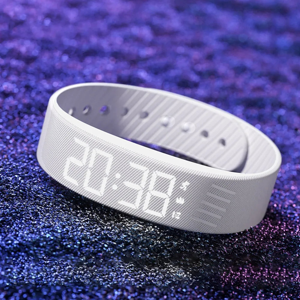 Bracelet Réveil Vibrant LED — Alarme Silencieuse, Podomètre & Waterproof | Novatek Studio