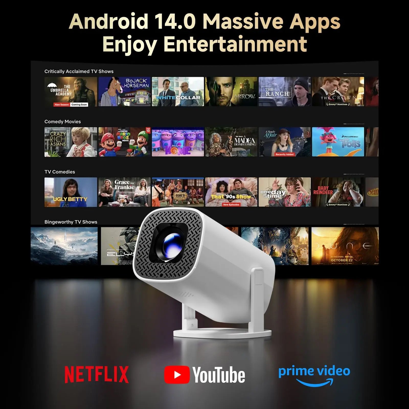 Vidéoprojecteur Portable Topsion HD 720p — 180 ANSI, Android, Bluetooth & 120 Pouces | Novatek Studio