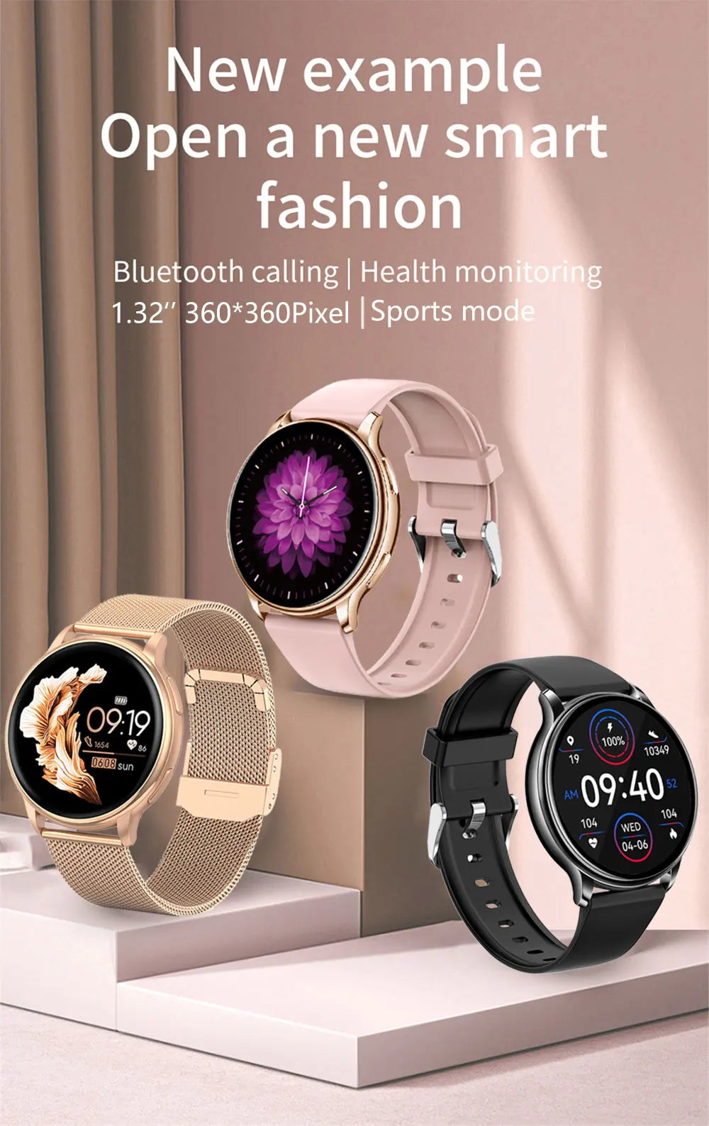 Smartwatch MEVADEN — Appels BT, Santé, 5 Jours & Cadrans Personnalisables | Novatek Studio