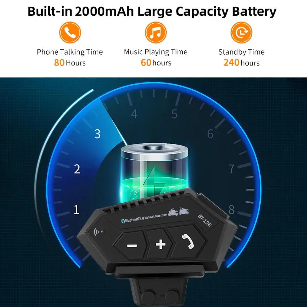 Écouteur Bluetooth Moto Mains Libres — Intercom 500m, Waterproof & Commande Vocale | Novatek Studio