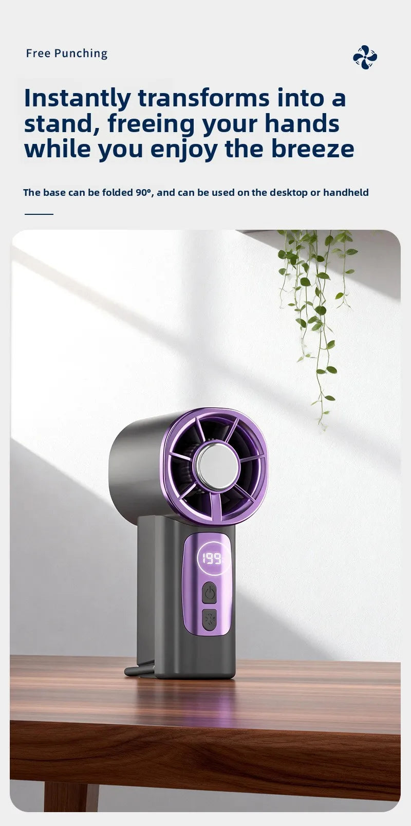 Mini Ventilateur Portable Rechargeable USB — 199 Vitesses & Refroidissement Semiconducteur | Novatek Studio